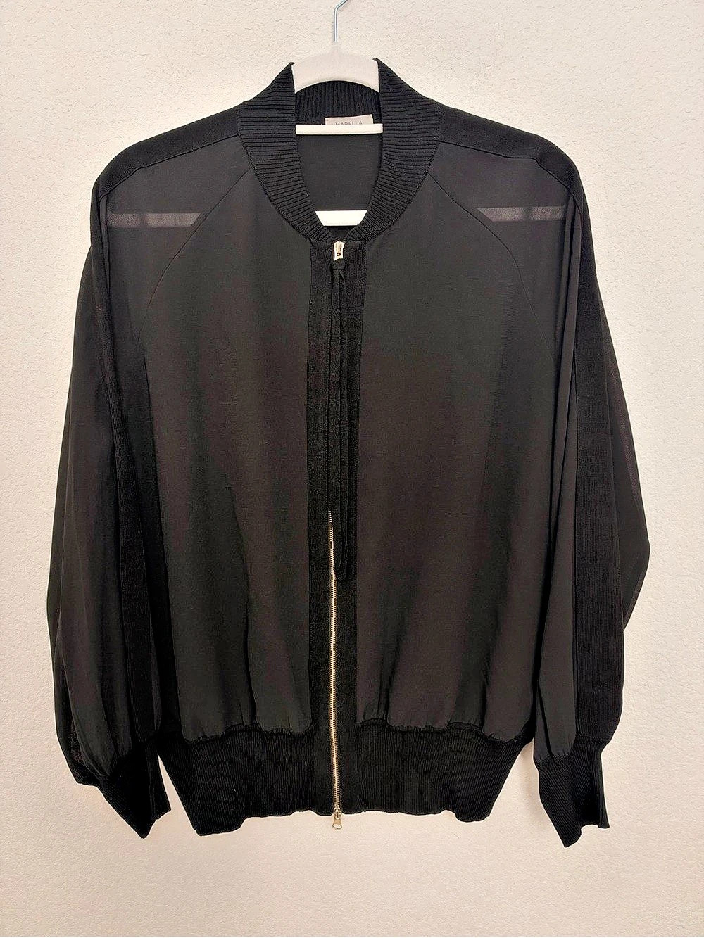Marella Black Sheer Bomber Jacket Like New